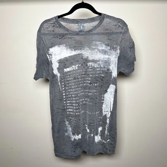 Wet Cement Grey Graphic T-Shirt Lightweight See Through Art Tee Mens S - Picture 1 of 4